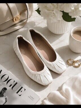 ALDO Women's White Pleated Flats